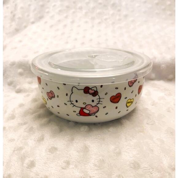 Hello Kitty Love Hearts & Bows Microwave Bowls w/Vented Lids (Small, Large)-NEW - Picture 2 of 10